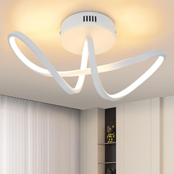 ZMH Deckenleuchte Schlafzimmer Deckenlampe Wohnzimmer: Modern Wohnzimmerlampe Weiß 12W Design Schlafzimmerlampe 3000K Warmweiß Küchenlampe Innen Deckenbeleuchtung LED für Küche Flur