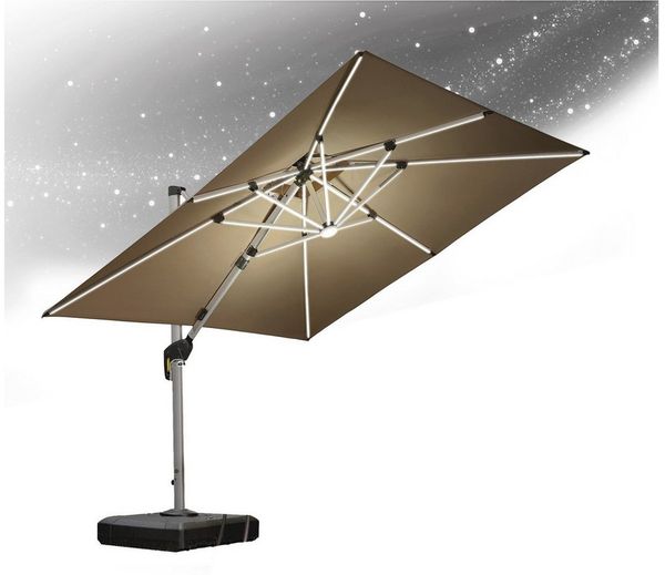 PURPLE LEAF Ampelschirm Quadratischer Außenbereich Sonnenschirm, Gartenschirm mit Solar LED, LxB: 365,00x365,00 cm, für Garten,Terrasse, Pool