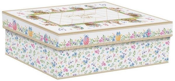 EasyLife Tasse Spring Bloom, Porzellan, Spülmaschinengeeignet, Mehrfarbig, Hasen & Blumenkörbe, H: 6.5cm
