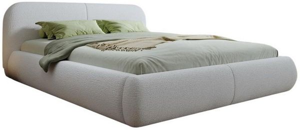 Compleo Polsterbett Doppelbett mit dicker Schaumstoffpolsterung, Premium Bett, Bouclé Bett, Elegant design fürs Schlafzimmer