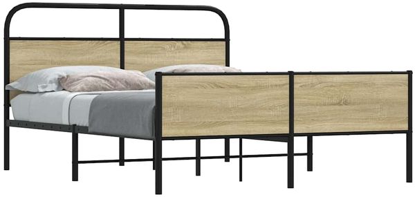vidaXL Metallbett ohne Matratze Sonoma-Eiche 160x200 cm 3318694