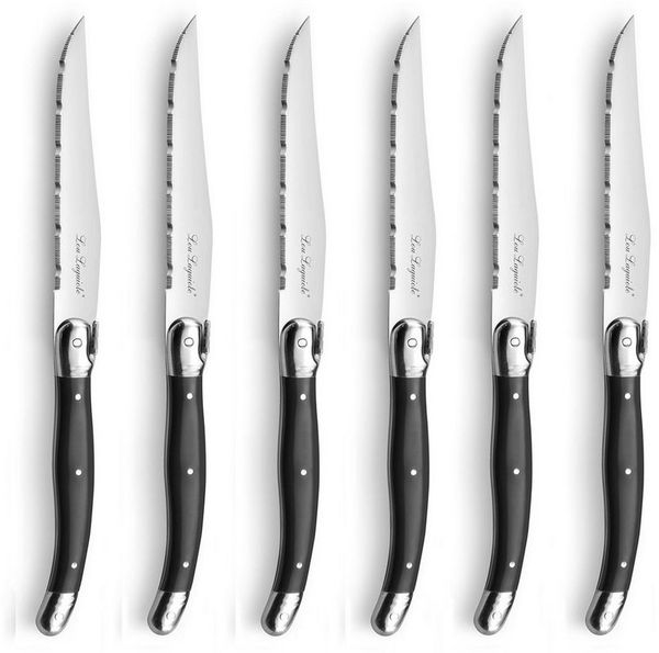 Lou Laguiole LAGUIOLE / TRADITION Steakmesser Set 6-teilig anthrazit hochglanzpoliert