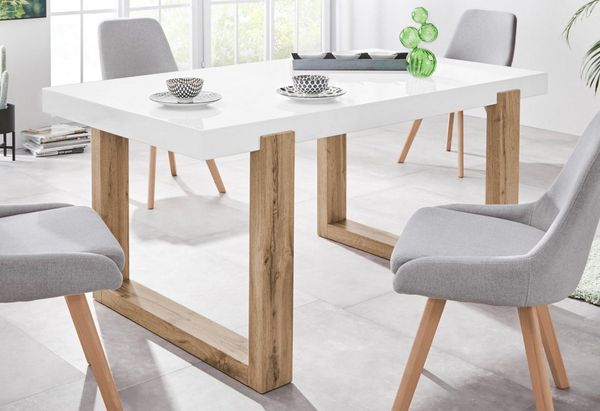 OTTO home Esstisch Solid, weiße hochglanzfarbene Tischplatte, Breite 160 cm