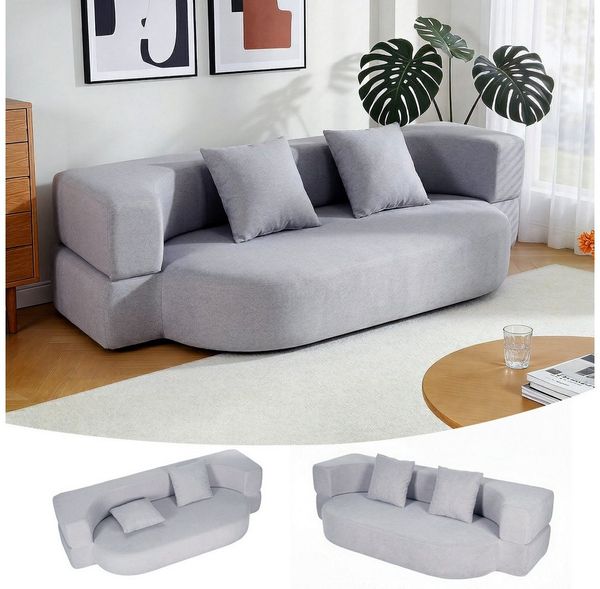 oyajia Schlafsofa Klappbares Knochenloses Schlafsofa mit 2 Kissen,193x81x49CM, 1 Teile, Bodensofa Bed mit Pillow Back Support Armrest - Schlafsofa Klappbar