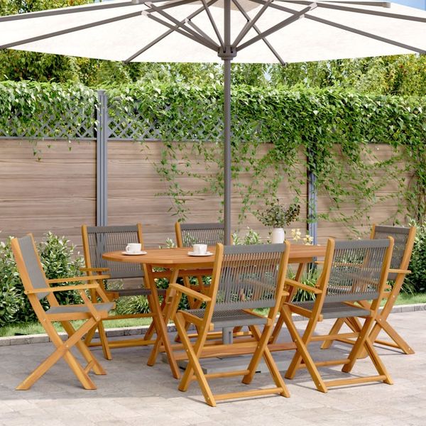 vidaXL 7-tlg. Garten-Essgruppe Polypropylen und Massivholz Grau 3281710