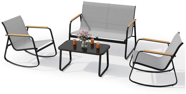 Bealife Balkonset Garten Balkonmöbel-Sets,2 Sessel, 1Bank und 1 Tisch, Terrasse, (1 Tisch + 3 Stühle), Mit Schaukel-Funktion