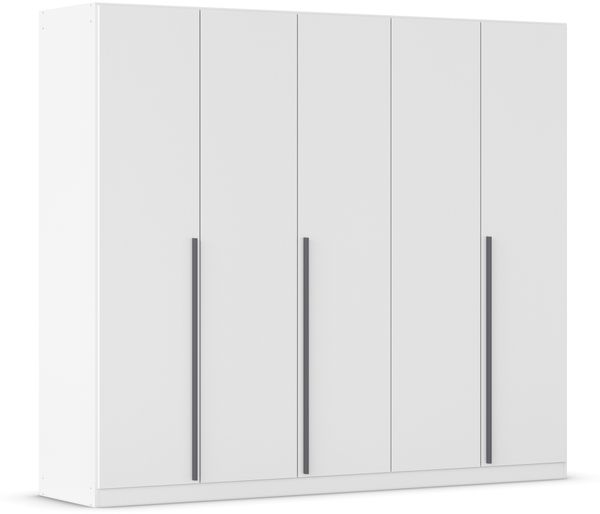 Drehtürenschrank >Alba< 5 Türen, 2 Innenschübe, Böden, alpinweiß - 226x197x54cm (BxHxT)