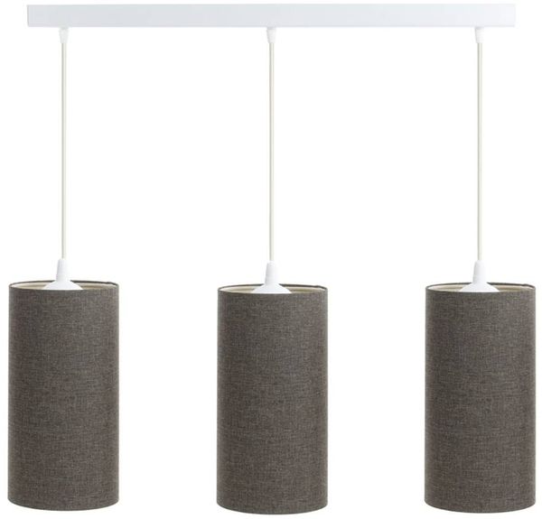 BPS Koncept 0T0-L3-006 Hängeleuchte BOHO ELEGANT E27 3x40W Stoff strukturiert auf PVC-Kunststoff dunkelgrau H:102cm Ø15cm dimmbar Bild 4