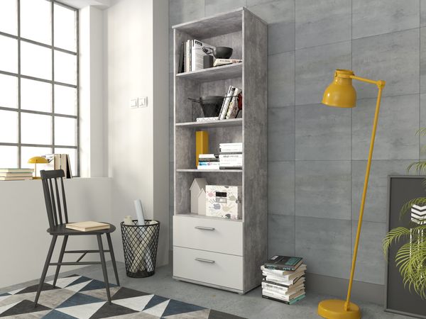 Forte Regal LUPO Bücherregal, in Beton grau und weiß
