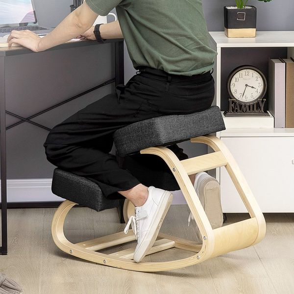 Vinsetto Stuhl Ergonomischer Kniestuhl zur Verbesserung der Körperhaltung (Gesundheitsstuhl, 1 St), für Zuhause, Büro, Schwarz
