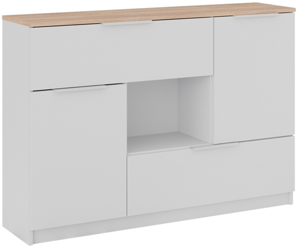 Kommode Betti Weiß/Sonoma 120 x 83.6 cm 2x Tür, 2x Schublade und 1x offenes Fache Vicco