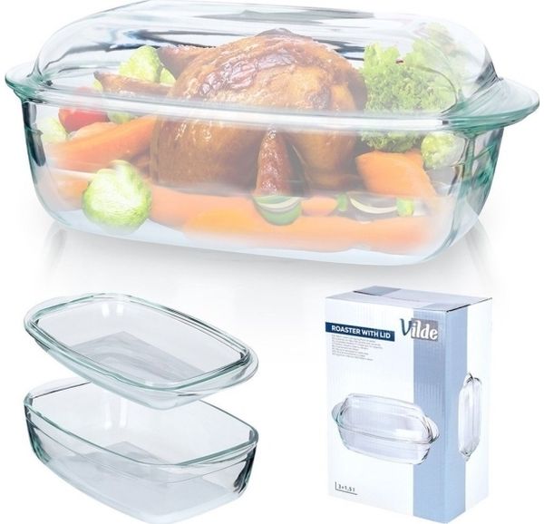 Vilde hitzebeständige Schüssel mit Deckel 3+1 5 l Glas