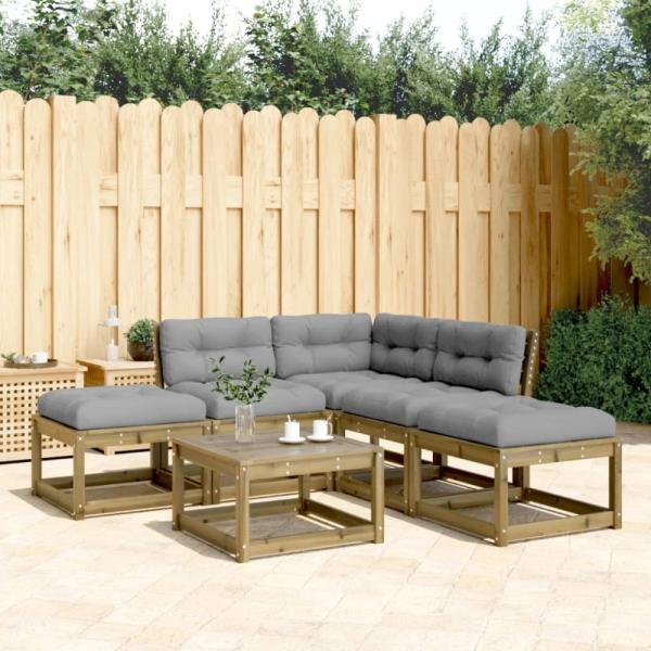 vidaXL 5-tlg. Garten-Sofagarnitur mit Kissen Kiefernholz Imprägniert 3216964