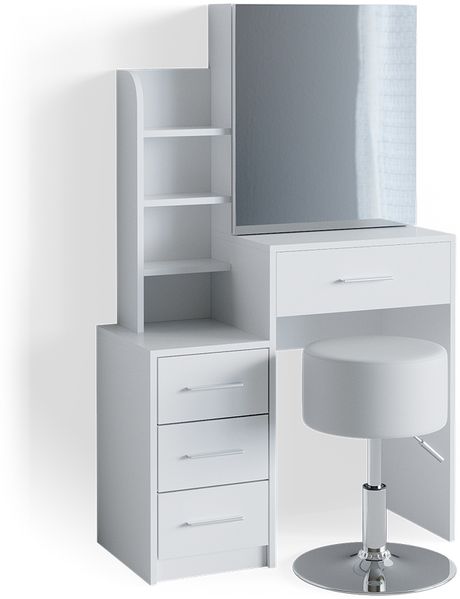 Vicco 'Conrada' Schminktisch mit Hocker, Holzspanplatte weiß, 80 x 36 x 131,6 cm