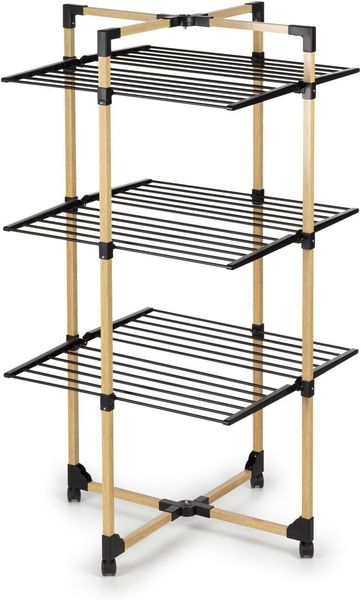 Vitapur WÄSCHESTÄNDER Metall Holzoptik Schwarz (H 136 x T 69 x B 69 cm)