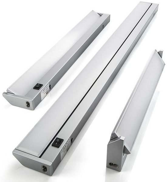 SO-TECH® LED Unterbauleuchte Alessia 350-910 mm mit diffuser Scheibe ohne Lichtpunkte, Reihenschaltung, LED fest integriert, Neutralweiß, 2er Set 5W / 350 mm Länge