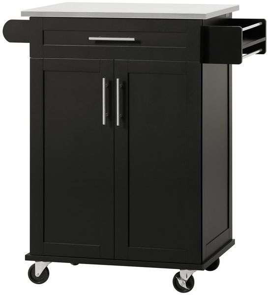 SoBuy FKW110-SCH Küchenwagen, MDF, Lackiert, Schwarz, 80 x 90 x 46 cm