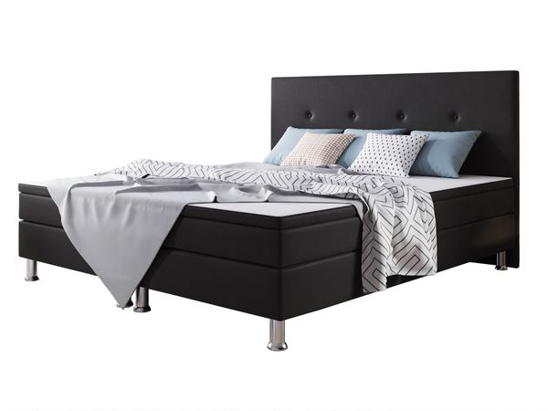 Boxspringbett 'Jump Typ 2' mit Matratze und Topper, Webstoff schwarz, 180x200 cm