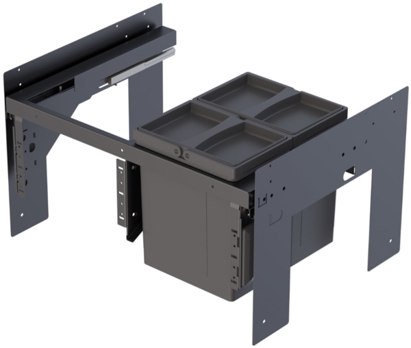 Wesco Abfallsammelsystem Pullboy Soft Fusion 320 K/600-2, anthrazit, 16 (2x8) Liter für 60 cm Schrank