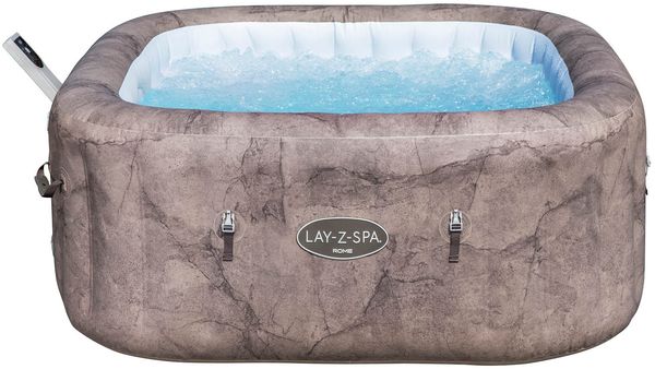 Bestway 6001K LAY-Z-SPA Whirlpool Rome Energiespar AirJet mit App-Steuerung, für 6 Personen, 180 x 180 x 71 cm, Marmor-Optik (Braun)