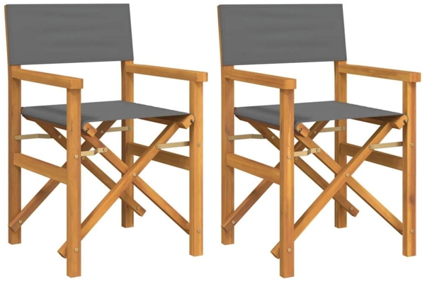 vidaXL Regiestühle 2 Stk. Klappbar Grau Massivholz Teak 4008513