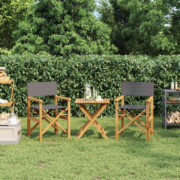 vidaXL Regiestühle 2 Stk. Klappbar Grau Massivholz Teak 4008513