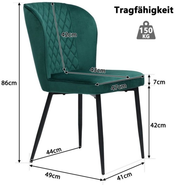 Flieks Essgruppe, (Set, 5-tlg, 1 Tisch 140*80*75cm mit 4er Polsterstühle), Esstisch mit 4 Stühlen Set Küchetisch Esszimmerstuhl, Metallbeine Bild 2
