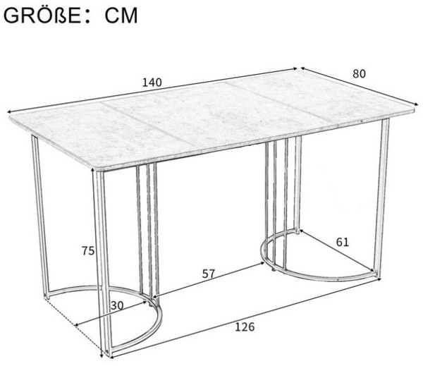 Flieks Essgruppe, (Set, 5-tlg, 1 Tisch 140*80*75cm mit 4er Polsterstühle), Esstisch mit 4 Stühlen Set Küchetisch Esszimmerstuhl, Metallbeine Bild 4