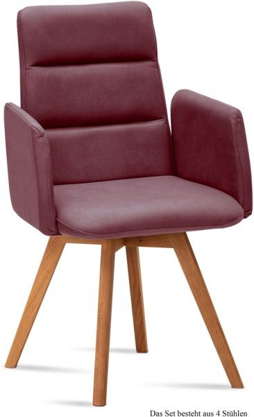 Armlehnstuhl (4er-Set) Dobka 52x92x60 Eiche geölt/Marsala