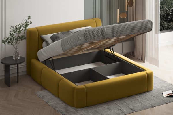 Polsterbett OLAF-OM 90x200 mit Bettkasten und Lattenrost. Farbe: VELUTTO 34 Bild 3