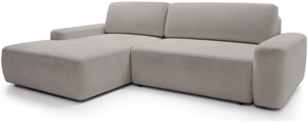 Selsey 'Baleo' Ecksofa mit Schlaffunktion, Chenille-Bezug, Greige, linksseitig, 82 x 264 x 162 cm