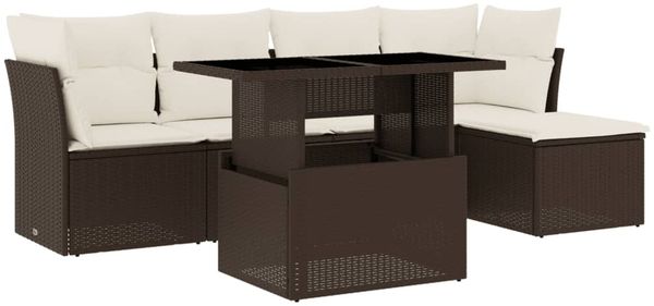 vidaXL 6-tlg. Garten-Sofagarnitur mit Kissen Braun Poly Rattan 3266553 Bild 2
