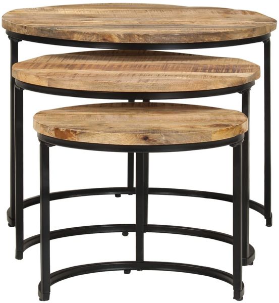 Couchtische, Sofatische 3 Stk. Rohes Mangoholz