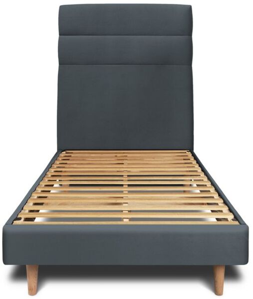 Bett mit gefüttertem Kopfteil – Samtstoff - 90 x 190 cm