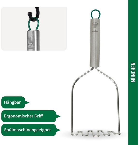 Chefkoch trifft Fackelmann Kartoffelstampfer Kartoffelstampfer in Edelstahl – 275x105 mm –Spülmaschinengeeignet