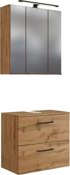 welltime Badmöbel-Set Chicago, (2-St, Spiegelschrank und Unterbeckenschrank)