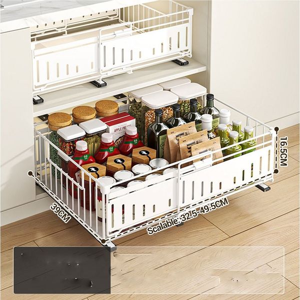 GarveeMore Küchenorganizer-Set Erweiterbare Pull Out Cabinet Organizer Klebstoff Lageregale