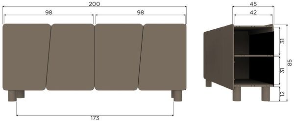 Sideboard Root - Kiefernholz Truffle Braun, 200 cm Bild 3