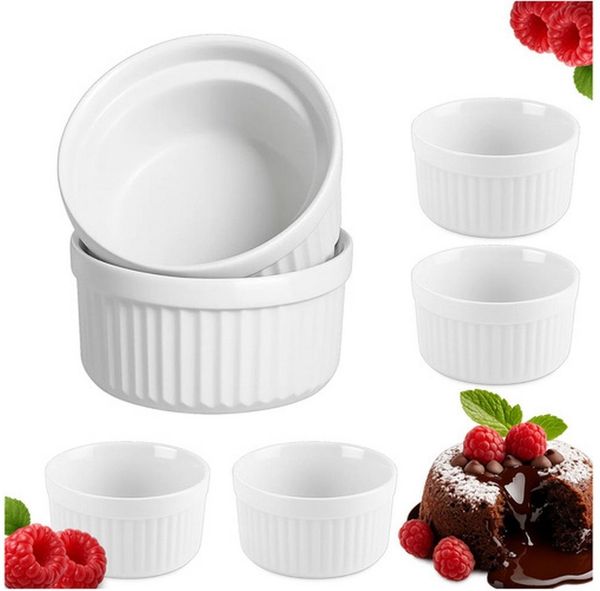 Ruhhy Backform Ramekin Backförmchen Auflaufform, (Spar-Set 6-tlg), Einfache Reinigung ohne Aufwand, robustes Material bleibt lange schön