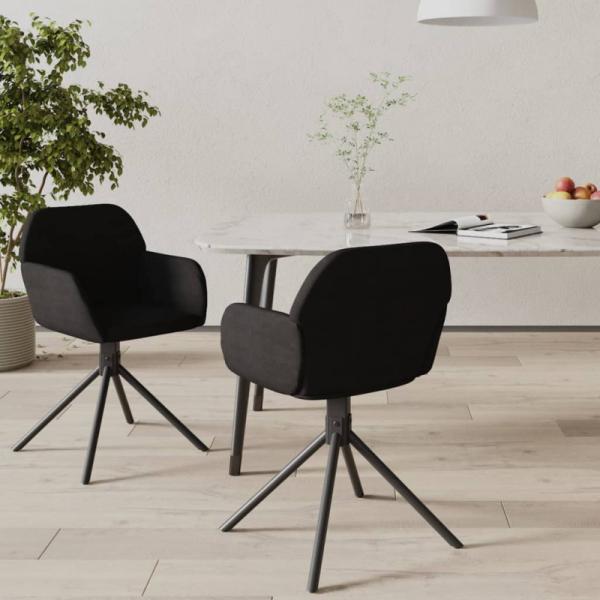 Esszimmerstühle 2 Stk. Drehbar Schwarz Samt, Drehbar [344746]