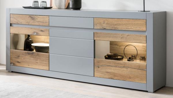 Sideboard Tamaris in grau matt und Eiche 217 cm