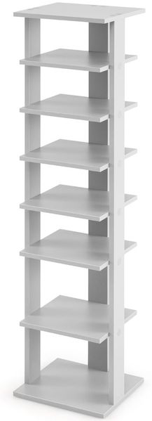 Höheverstellbarer 8 Stufiger Schuhständer aus Holz Platzsparendes Schuhregal Grau