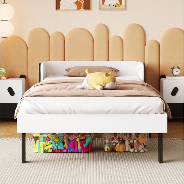 Gdood Kinderbett Einzelbett Jugendbett Holzbett (1-tlg, Geeignet für Jugendliche und Kinder), Cartoon Welpe Form Kopfteil, mit Lattenrost, 90x200 cm