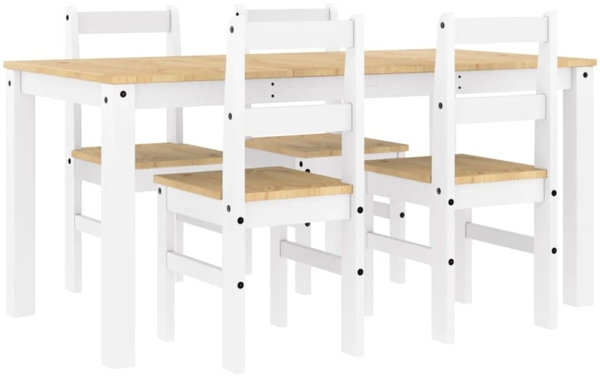 vidaXL 5-tlg. Essgruppe Panama Weiß Massivholz Kiefer 3345181