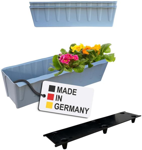 BURI 2 Euro-Paletten Blumenkästen-Einsätze inkl. Bewässerungsmatte | 37,3cm Grau | Pflanzkasten für Europalette Palette | Balkonkasten | Blumentopf | aus stabilen Kunststoff | Made in Germany Bild 2