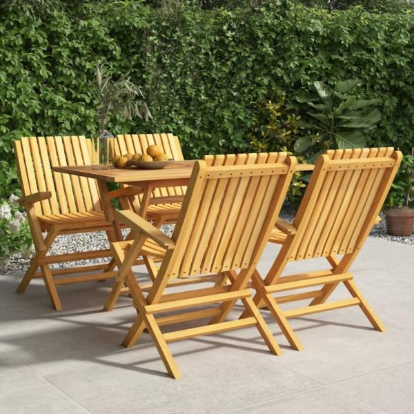 vidaXL 5-tlg. Garten-Essgruppe Massivholz Teak 3155005