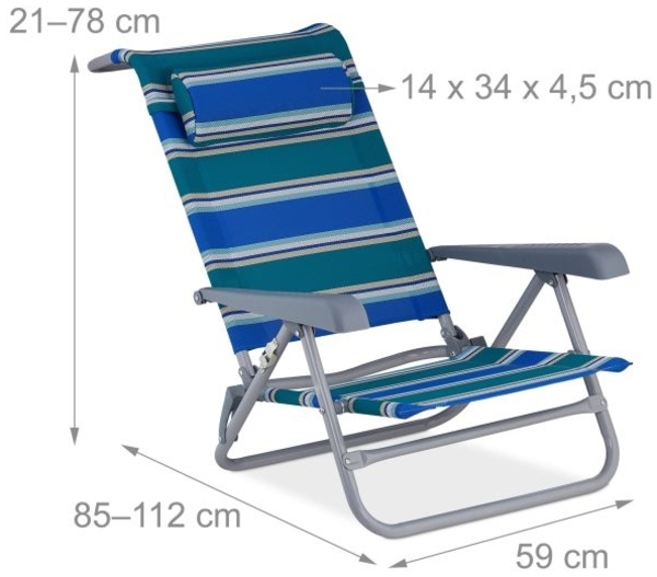 Klappbarer Liegestuhl mit Nackenkissen Bild 4