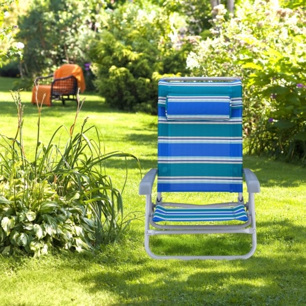 Klappbarer Liegestuhl mit Nackenkissen Bild 2