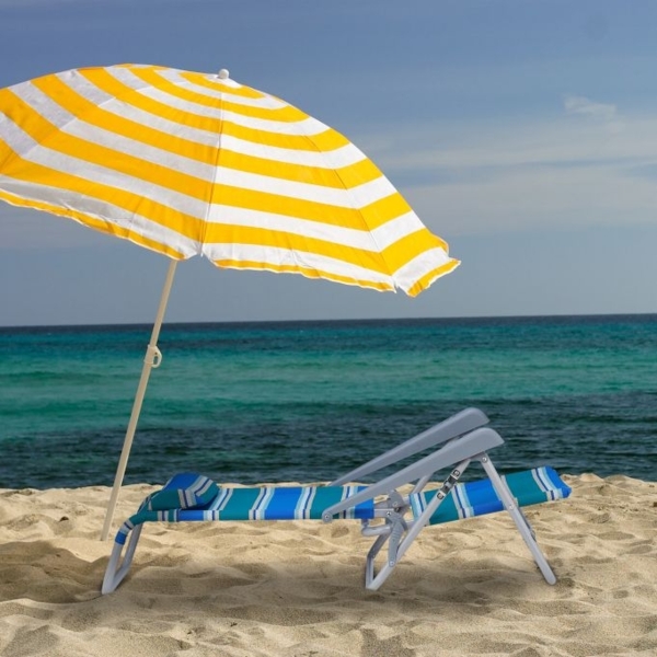 Klappbarer Liegestuhl mit Nackenkissen Bild 5