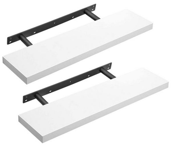 Vasagle 2-Set Wandregal, Wandboard für Bücher, Bilder, Deko, Schweberegal, 80 x 20 x 3,8 cm, Büroregal, MDF, für Wohnzimmer, Küche, Flur, Schlafzimmer, Badezimmer, vintagebraun von Songmics LWS028B14